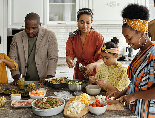 Photo of a family eating 