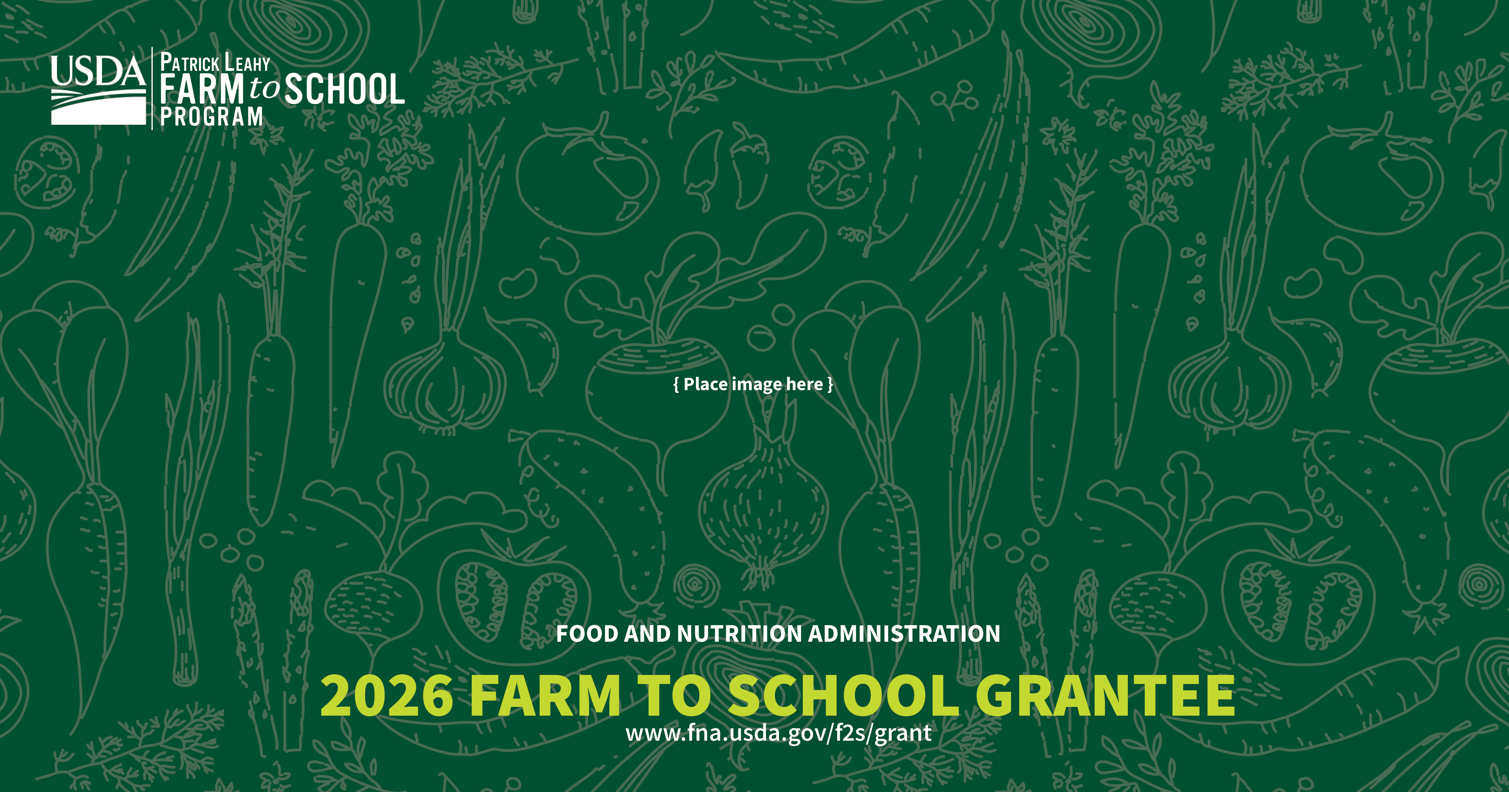green background with text announcing FY2026 Farm to School Grant Award2