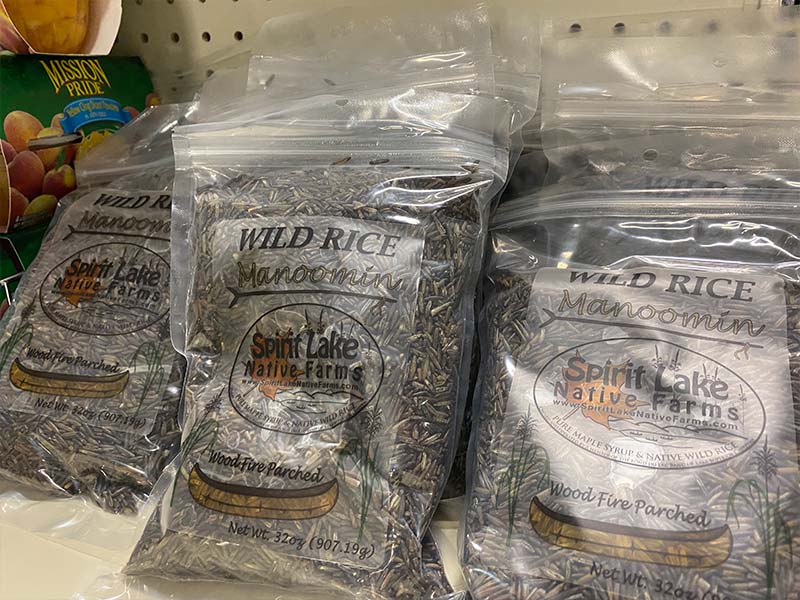 packaged wild rice on a store shelf