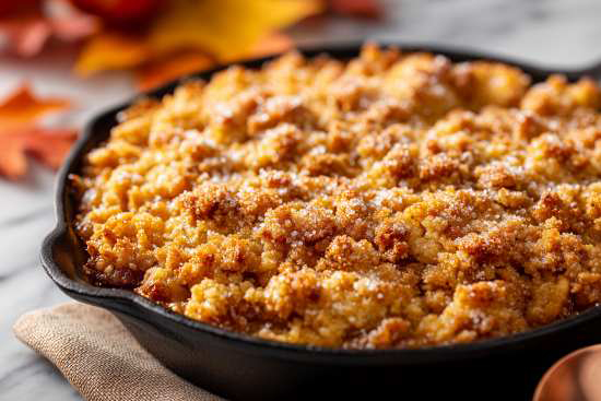 cast iron skillet with apple brown betty