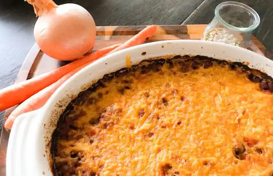 platter of baked lentil casserole