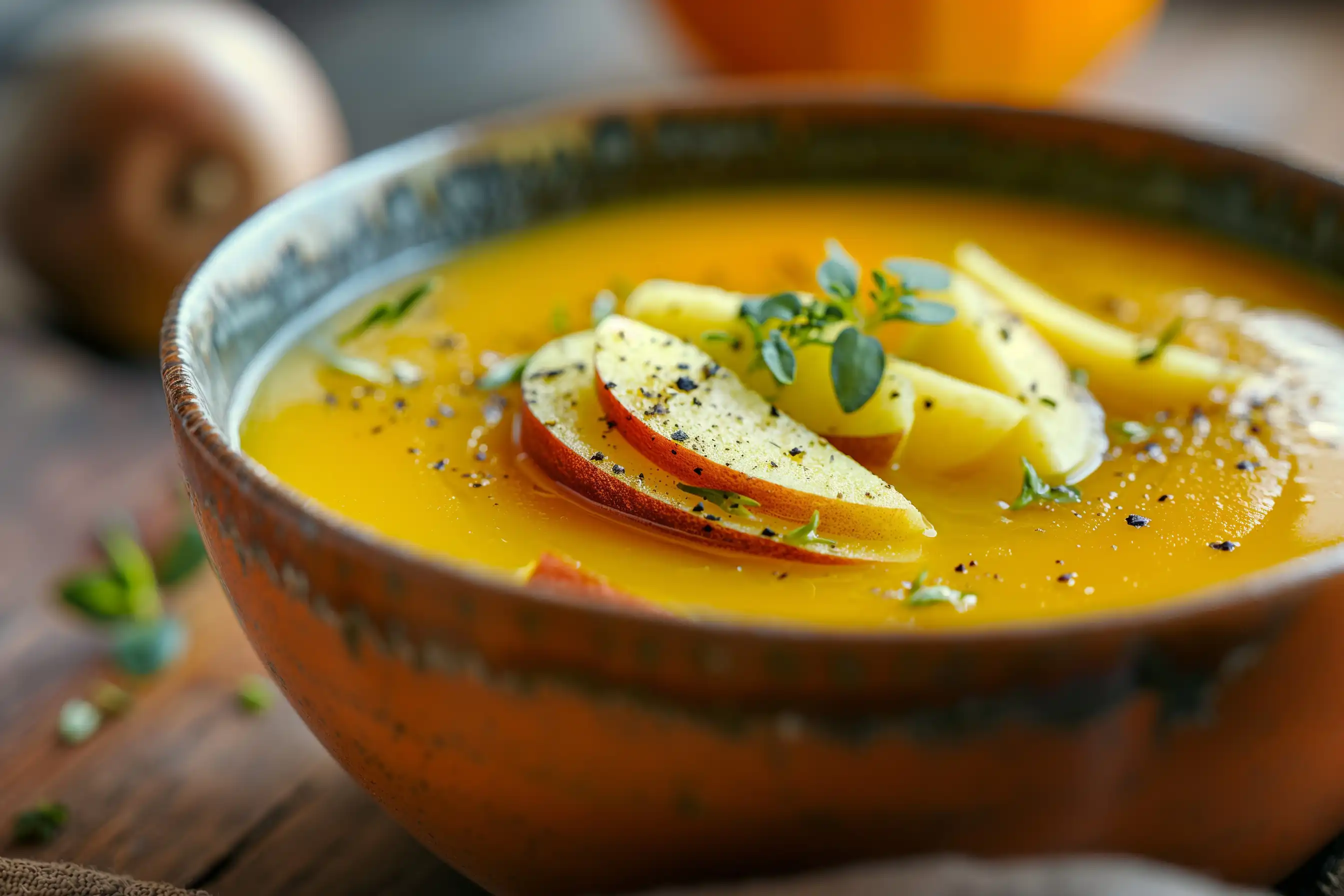 bowl of butternut squash and apple soup