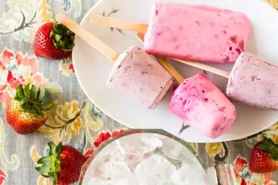 fruit yogurt pops on a plate