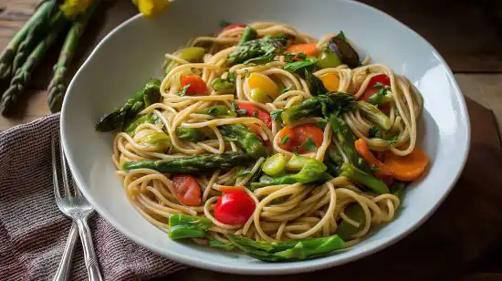 bowl of pasta primavera