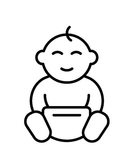 black outline of baby sitting 