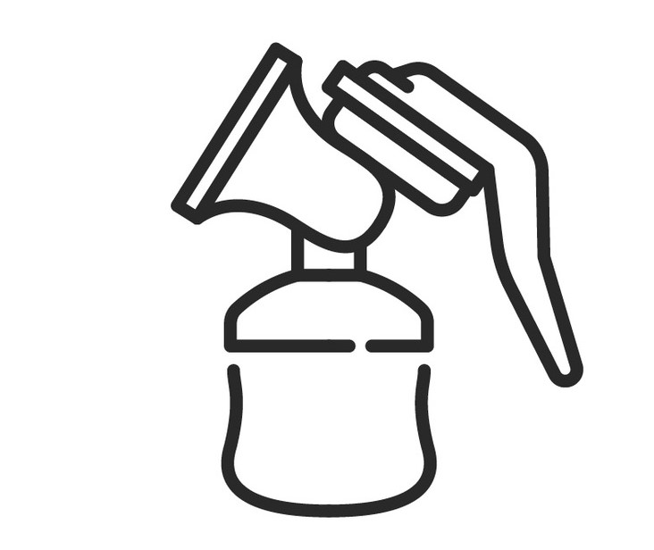 black outline drawing of breast pump