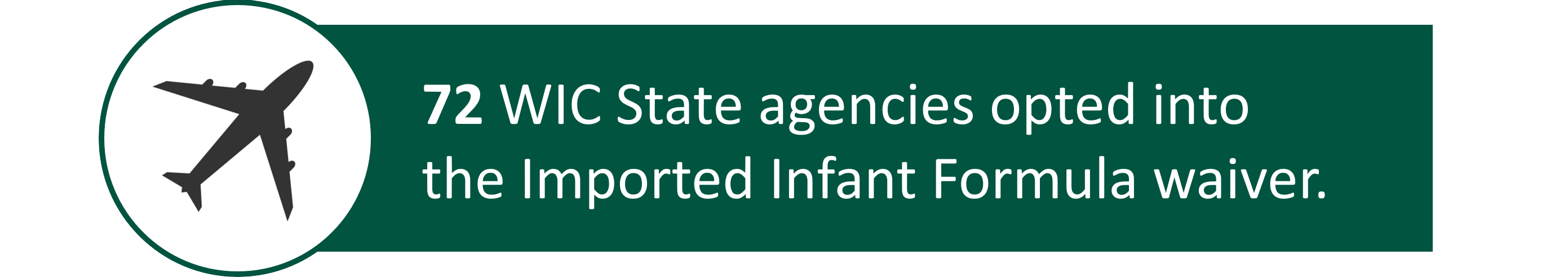 72 WIC State agencies opted into the Imported Infant Formula waiver. 