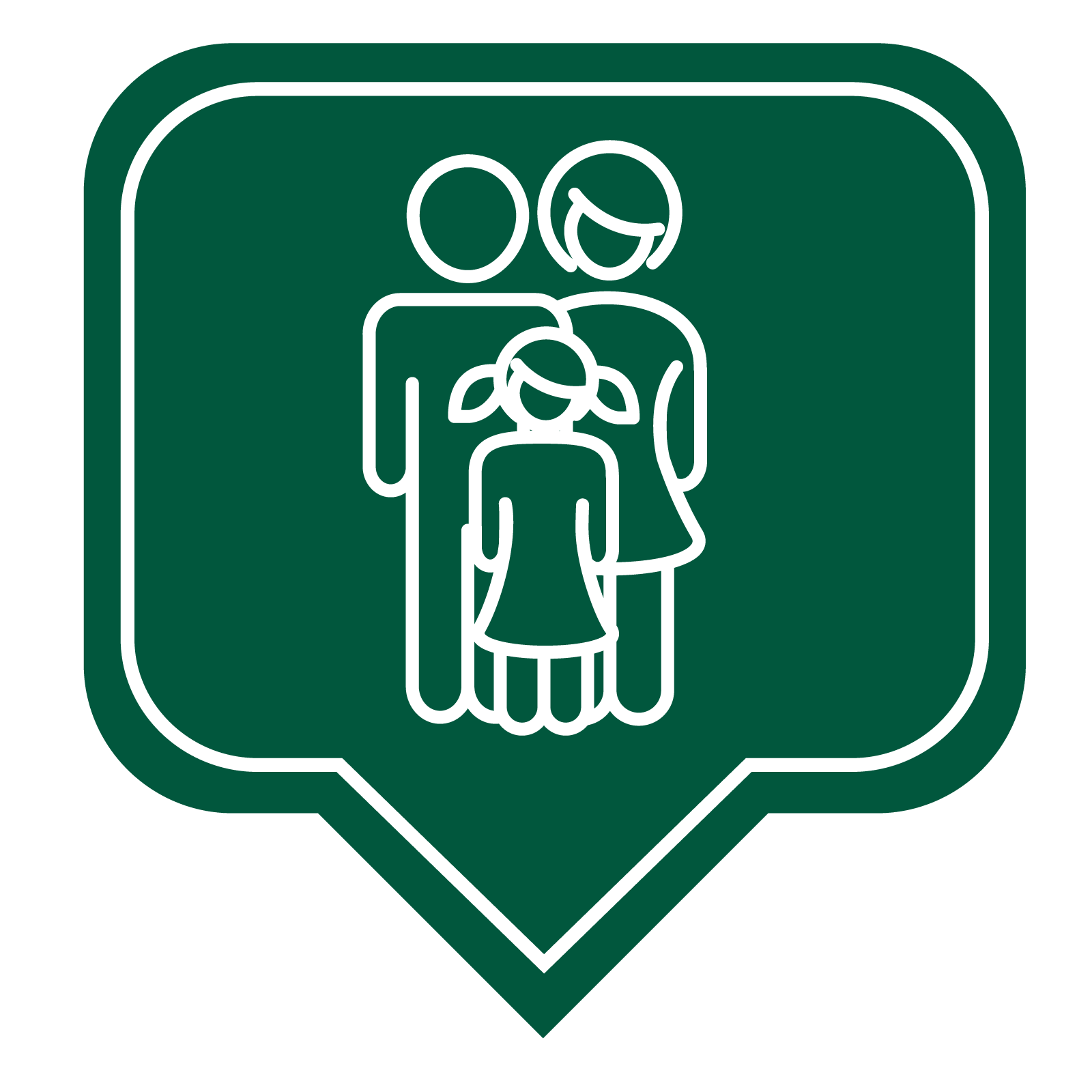 green box with outline of family icon in center