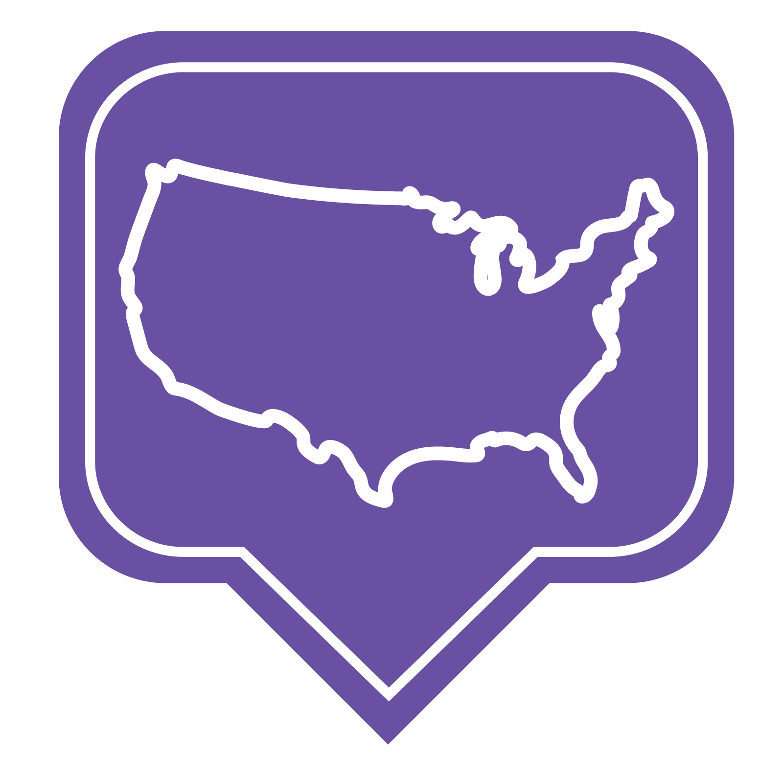 purple box with white outline of U.S. in center