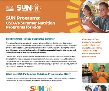 screenshot of the SUN programs factsheet