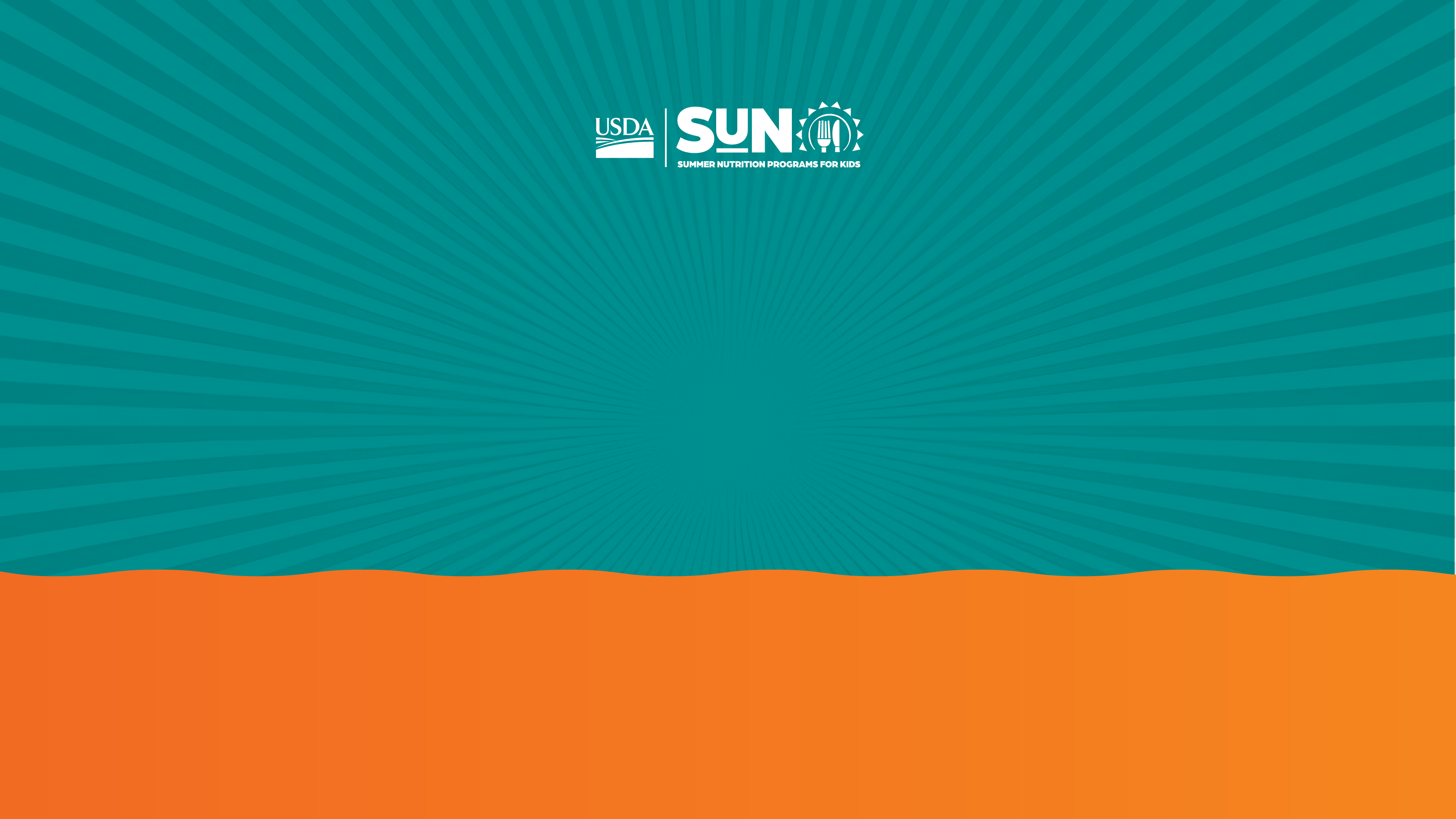 teal and orange background with center logo