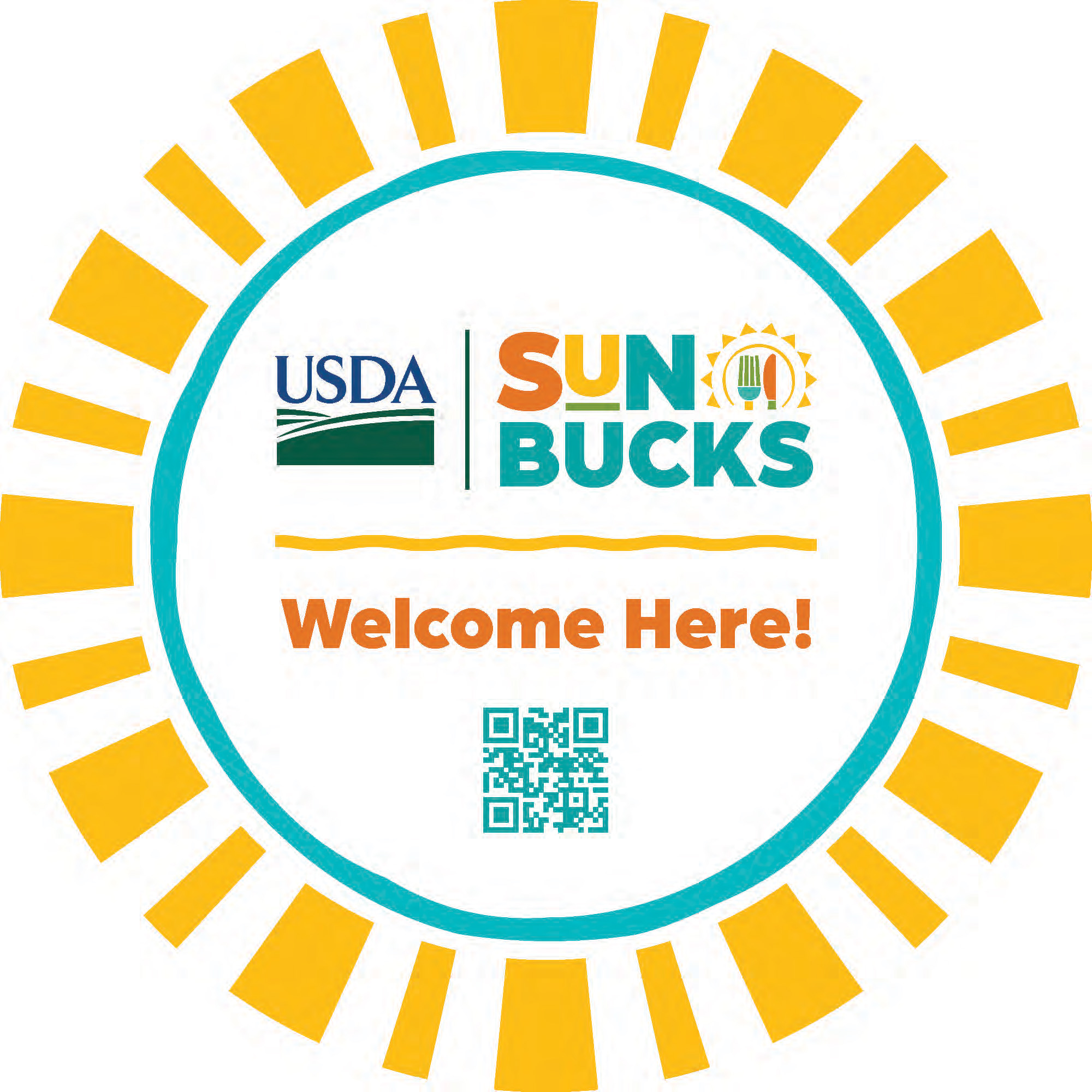 Thumbnail of SUN Bucks circular window cling with qr code