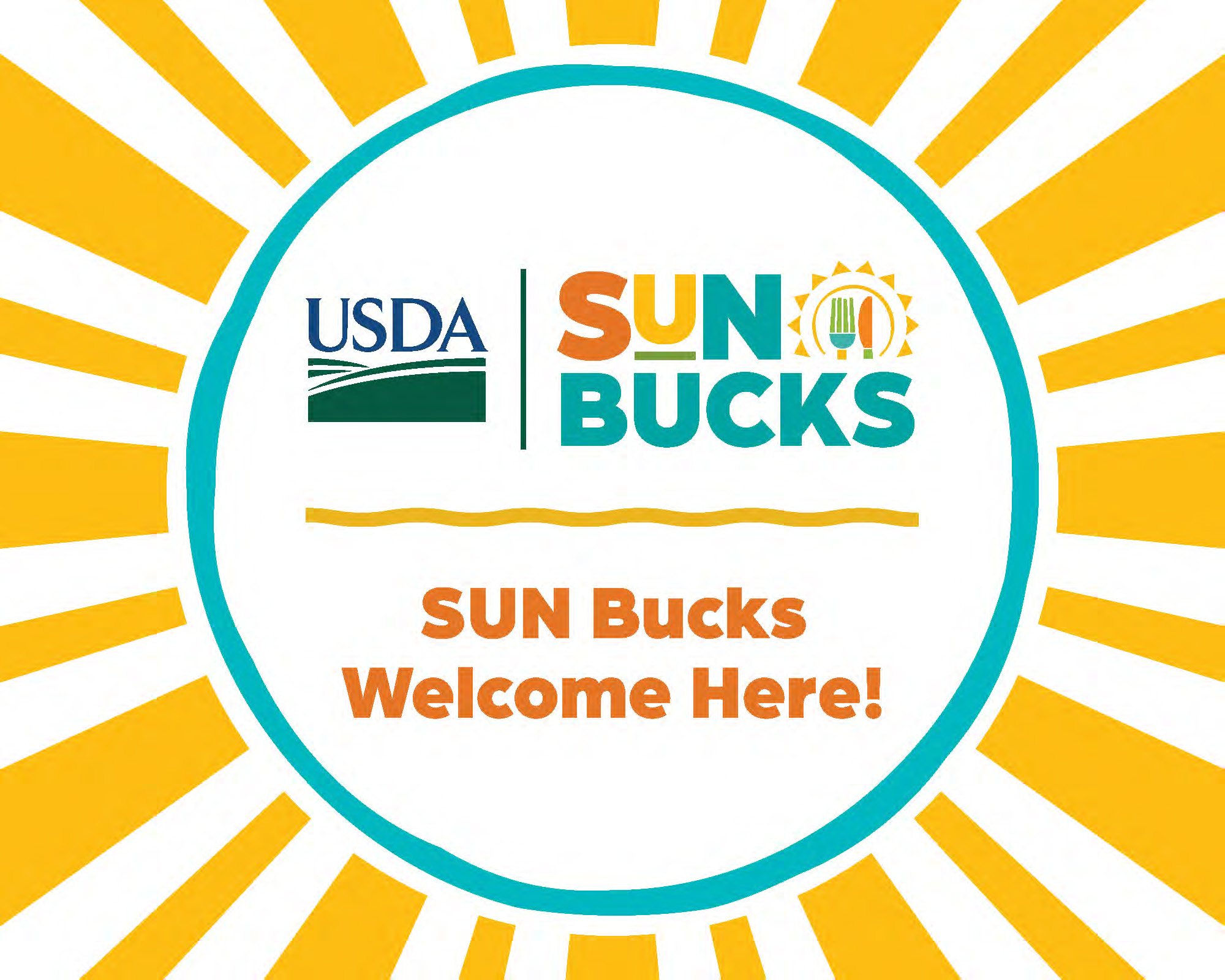 rectangular sun bucks welcome here window cling