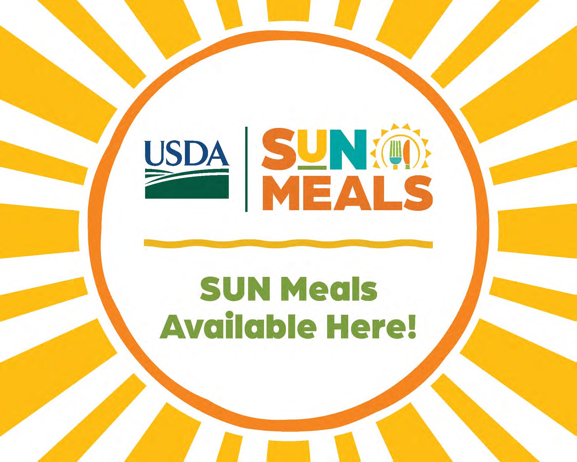 rectangular sun meals available here window cling