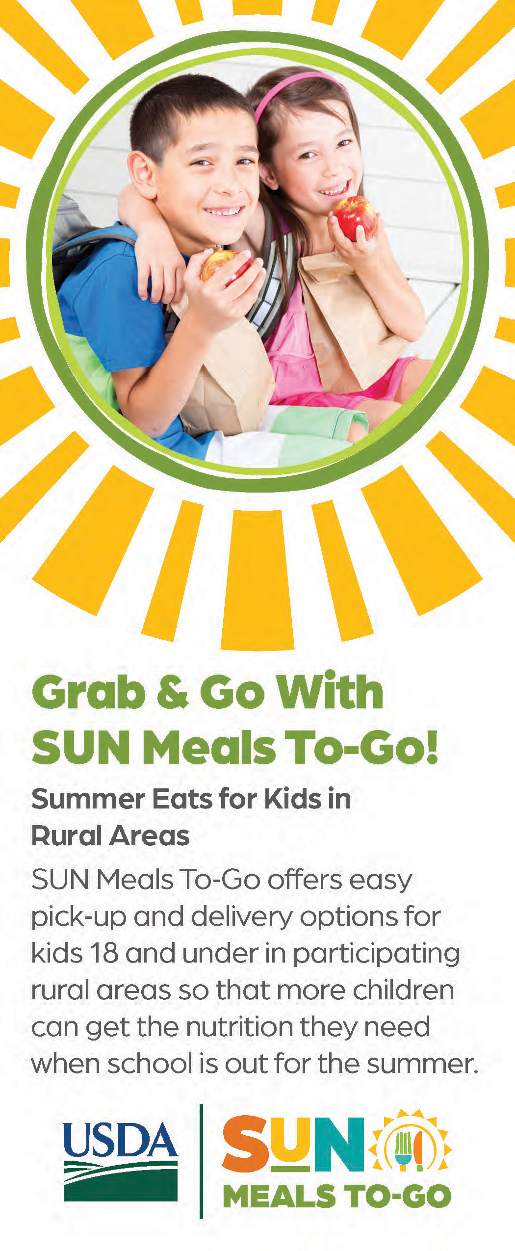 Thumbnail of rack card with main message "Grab & Go with SUN Meals To-Go!"