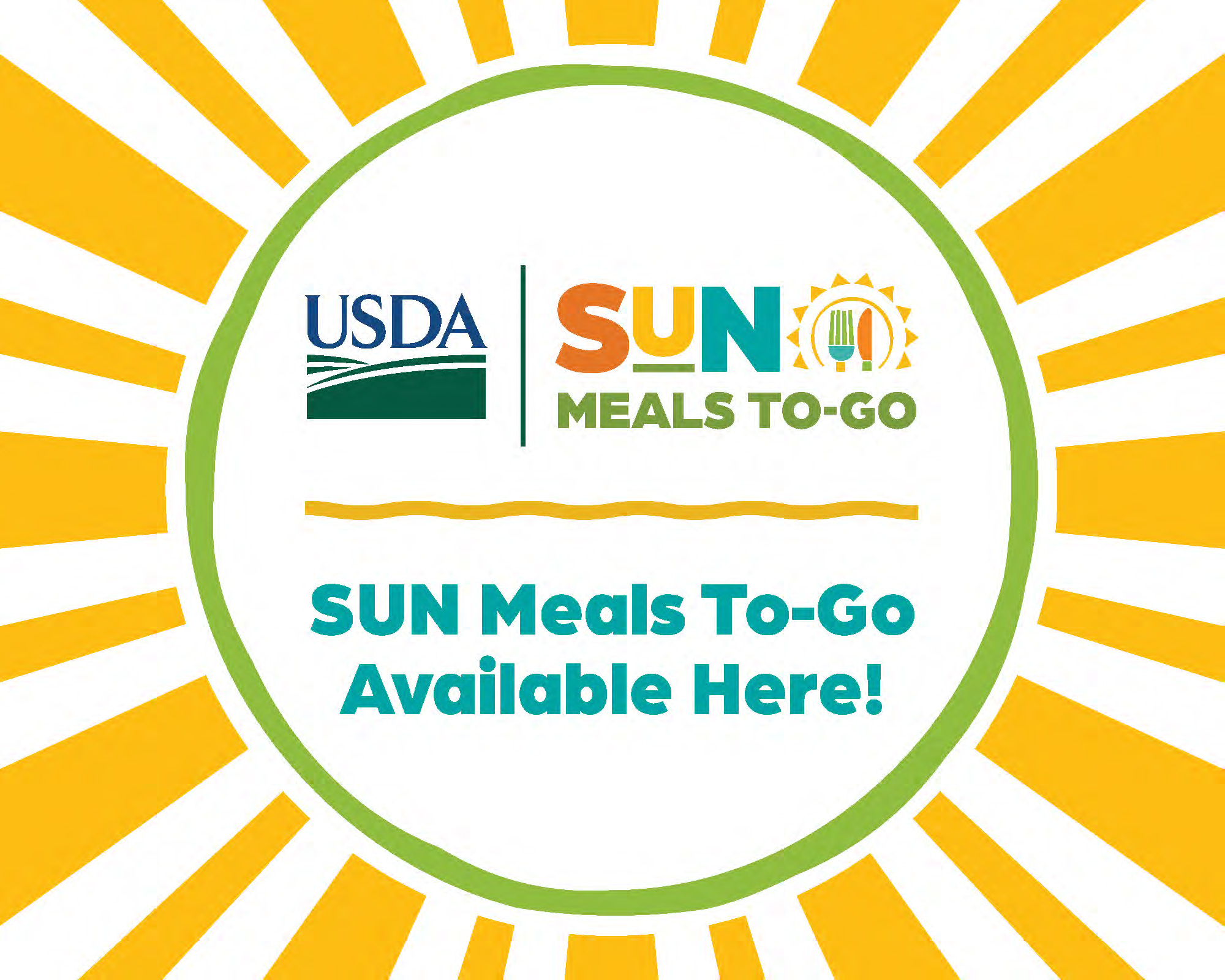 rectangular sun meals to-go available here window cling