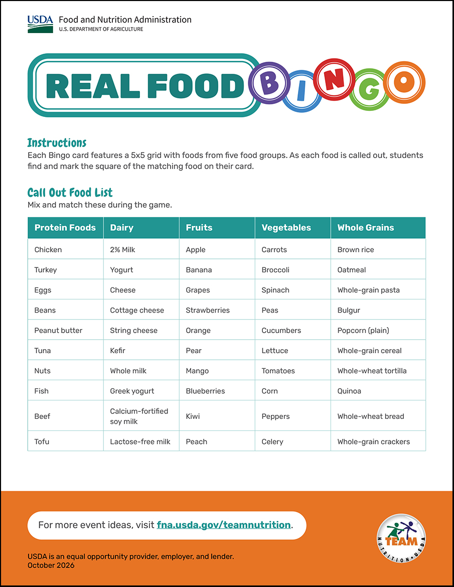 Real Food Bingo