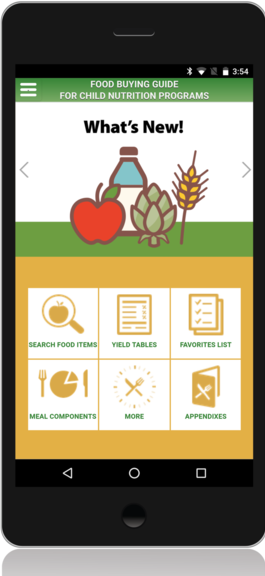 screeenshot of the food buying guide mobile app on a cellphone screen