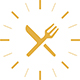 icon of a fork and knife as clock hands on a clock