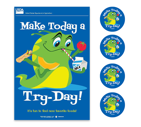 Make Today a Try-Day! poster and sticker set