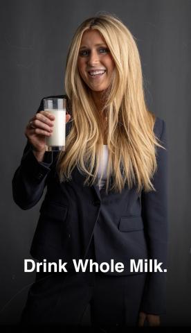 Riley Gaines holding a glass of milk