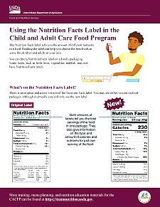 Using the Nutrition Facts Label in the CACFP 