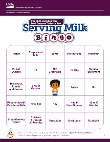 Milk Bingo Board