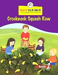 Illustration of kids picking squash in the garden