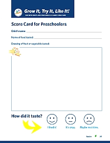 Grow It, Try It, Like It! Score Card for Preschoolers