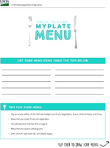 Create Your Own MyPlate Menu activity