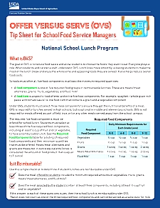 ovs tip sheet for school food service managers