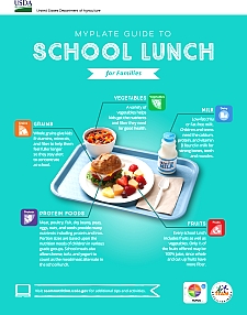 MyPlate Guide to School Lunch Infographic with School Lunch Tray