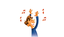 Illustration of a boy dancing to music