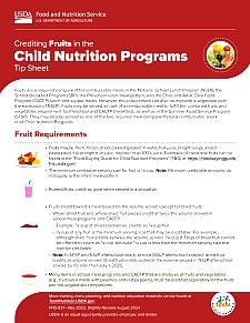 Crediting Fruits in Child Nutrition Programs Tip Sheet