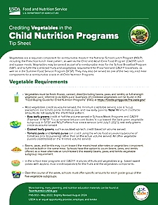 Crediting Vegetables in Child Nutrition Programs Tip Sheet
