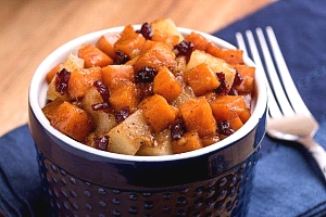 cup of diced baked sweet potatoes and apples