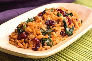 dish of brown rice pilaf