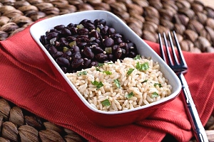 Dish with black beans and rice