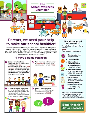 Customizable parent flyer for local school wellness policy