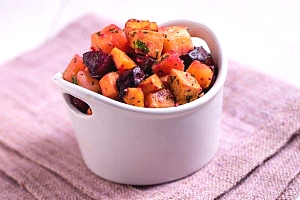 cup of diced butternut squash, beets, and other ingredients