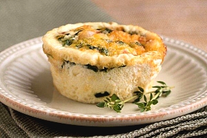 Frittata muffin with eggs, mushrooms, and other ingredients