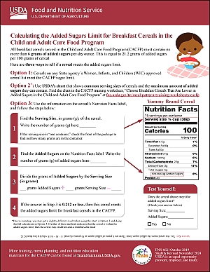 Calculating Sugar Limits for Breakfast Cereals in the CACFP