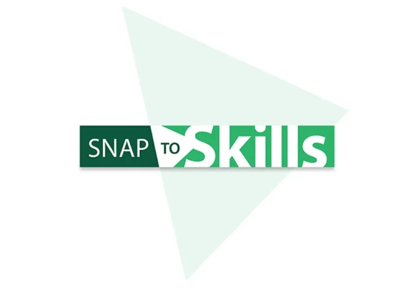 SNAP to Skills on a green background with a light green arrow