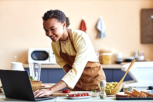 CACFP provider watching a cooking video